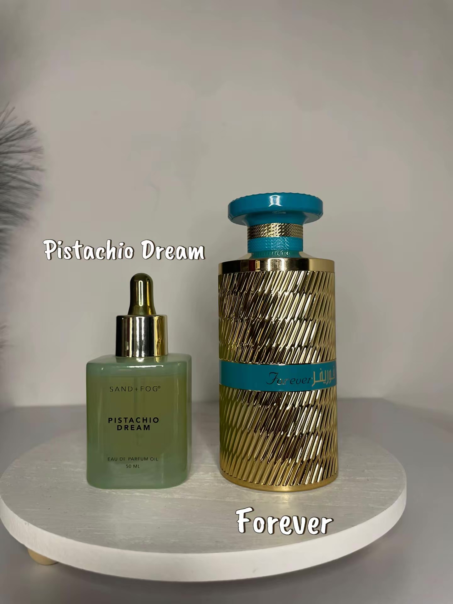 Sand + Fog Pistachio Dream layered with Forever perfume