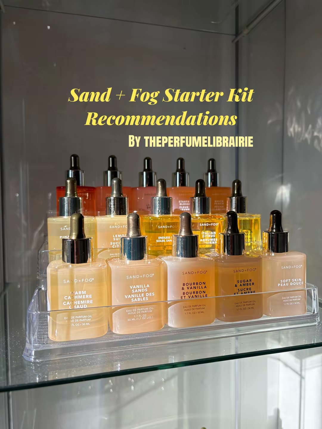 Sand + Fog perfume oil starter kit featuring six perfume oil recommendations